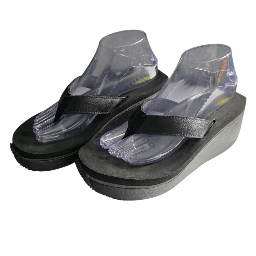 Volatile Black Platform Wedge Flip Flop Sandals Chunky Thong Y2K Sz 8